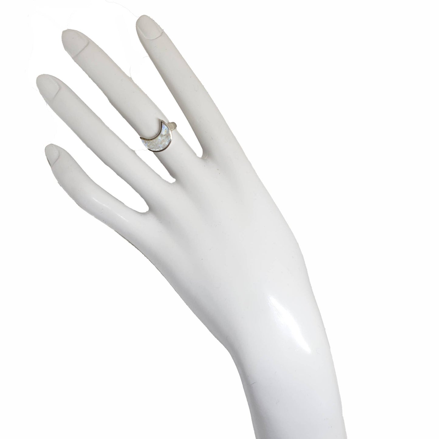 Moonstone Moon Sterling Silver Ring: 8