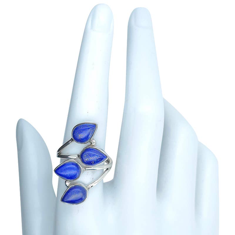 Multi Stone Lapis Adjustable Ring
