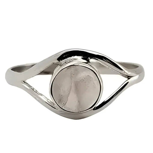 Rose Quartz Stone Sterling Silver Ring: 8