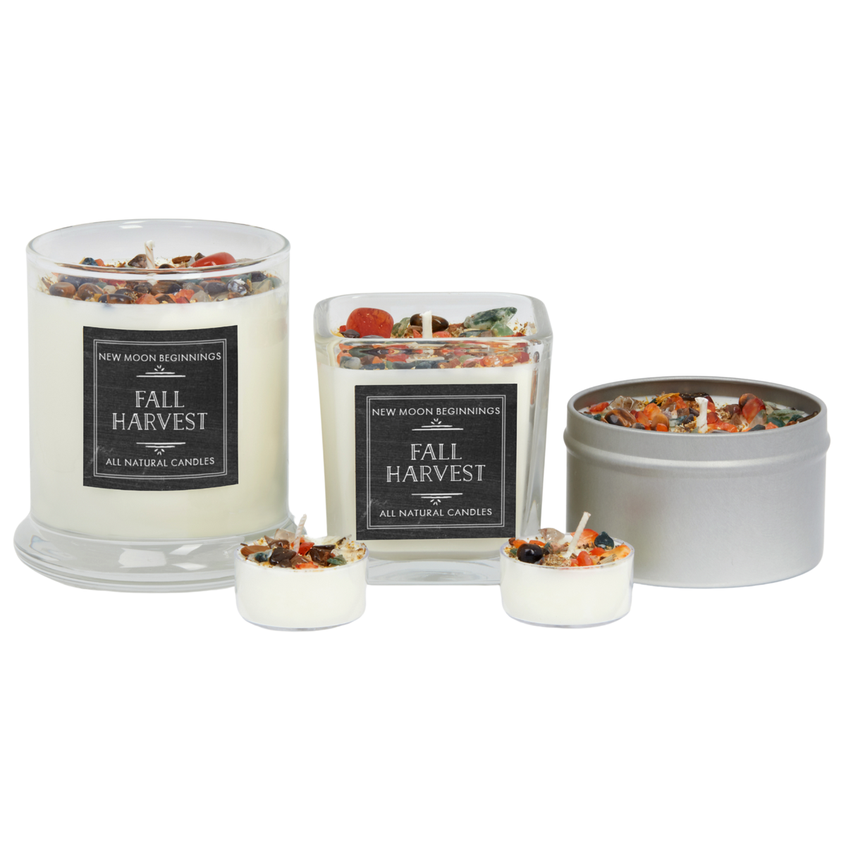 Fall Harvest Candles Herb & Crystal Candles - Autumn Candle: 8oz Round Tin