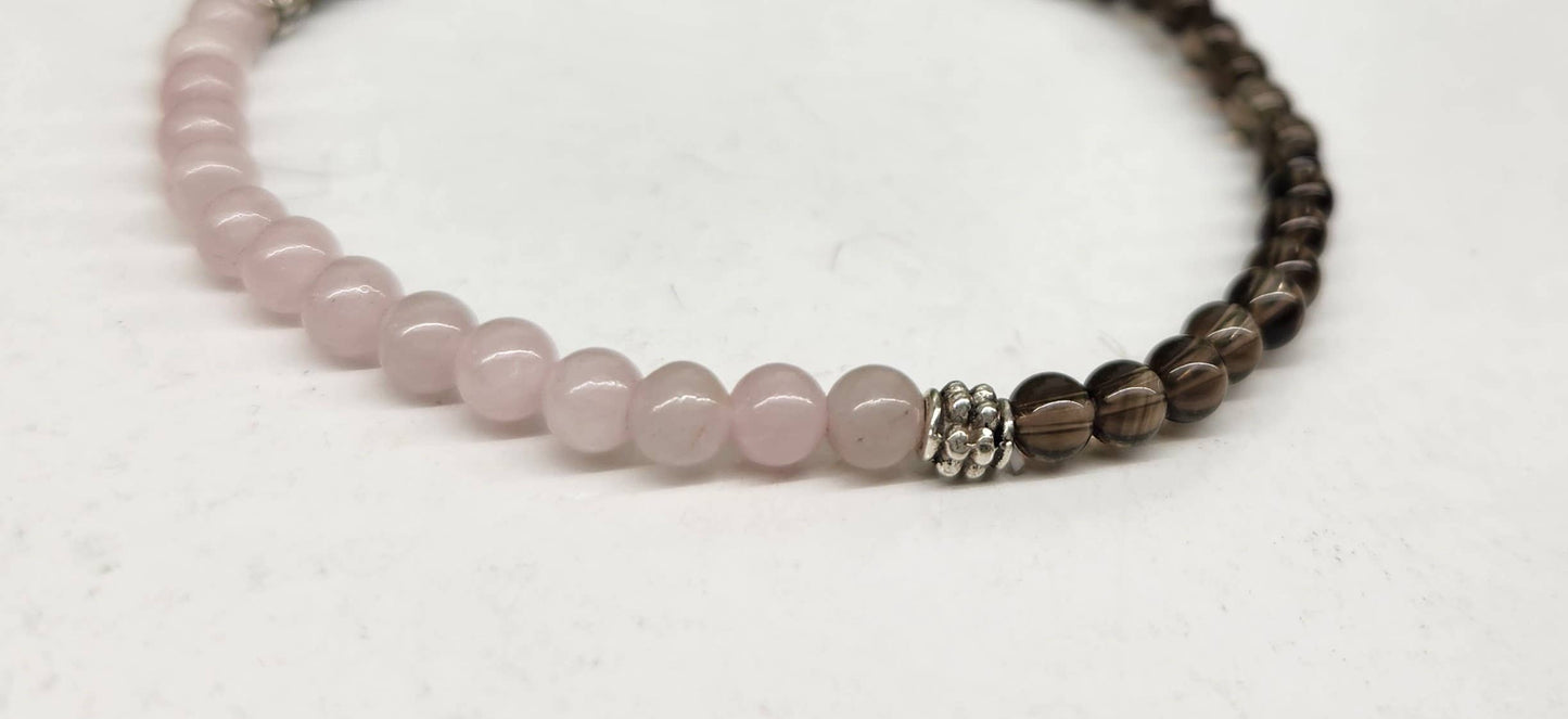 Rose Quartz/Smoky Quartz/Tiger Eye 4mm Bracelet