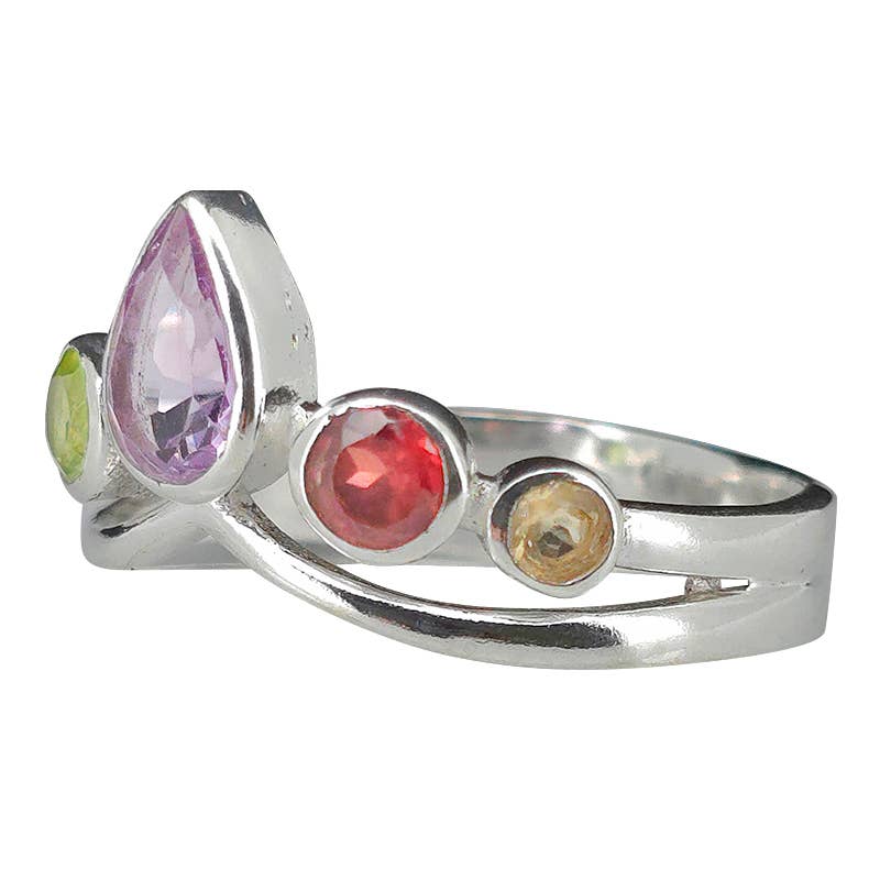 Faceted Multi Gemstone Ring: 9