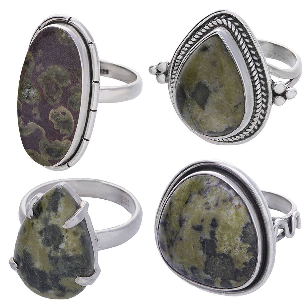 Assorted Shape Epidote Ring: Sterling Silver / 8 / Epidote