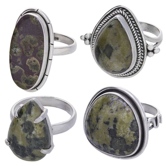 Assorted Shape Epidote Ring: Sterling Silver / 8 / Epidote