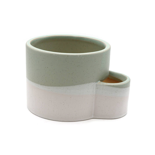 Ceramic Burner w/ Match Slot - White & Green