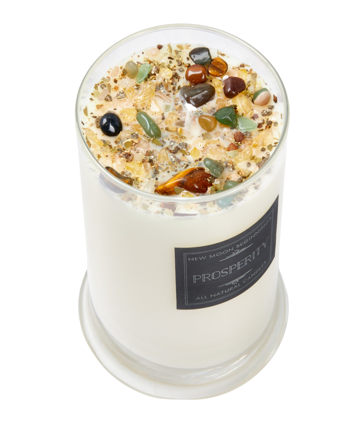 Prosperity Candle - Soy Candles - Herb & Crystal Candle: 8oz Round Tin