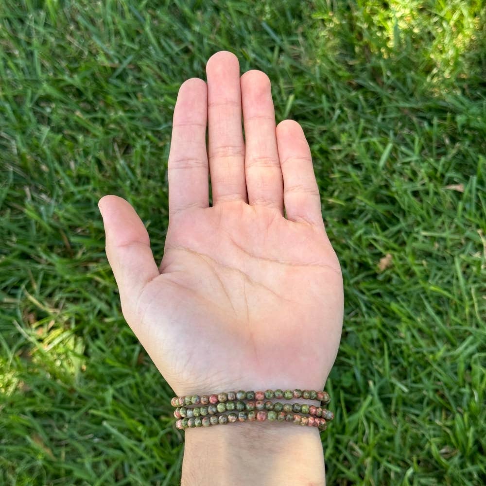 Unakite Jasper -Crystal Bracelet - 4mm
