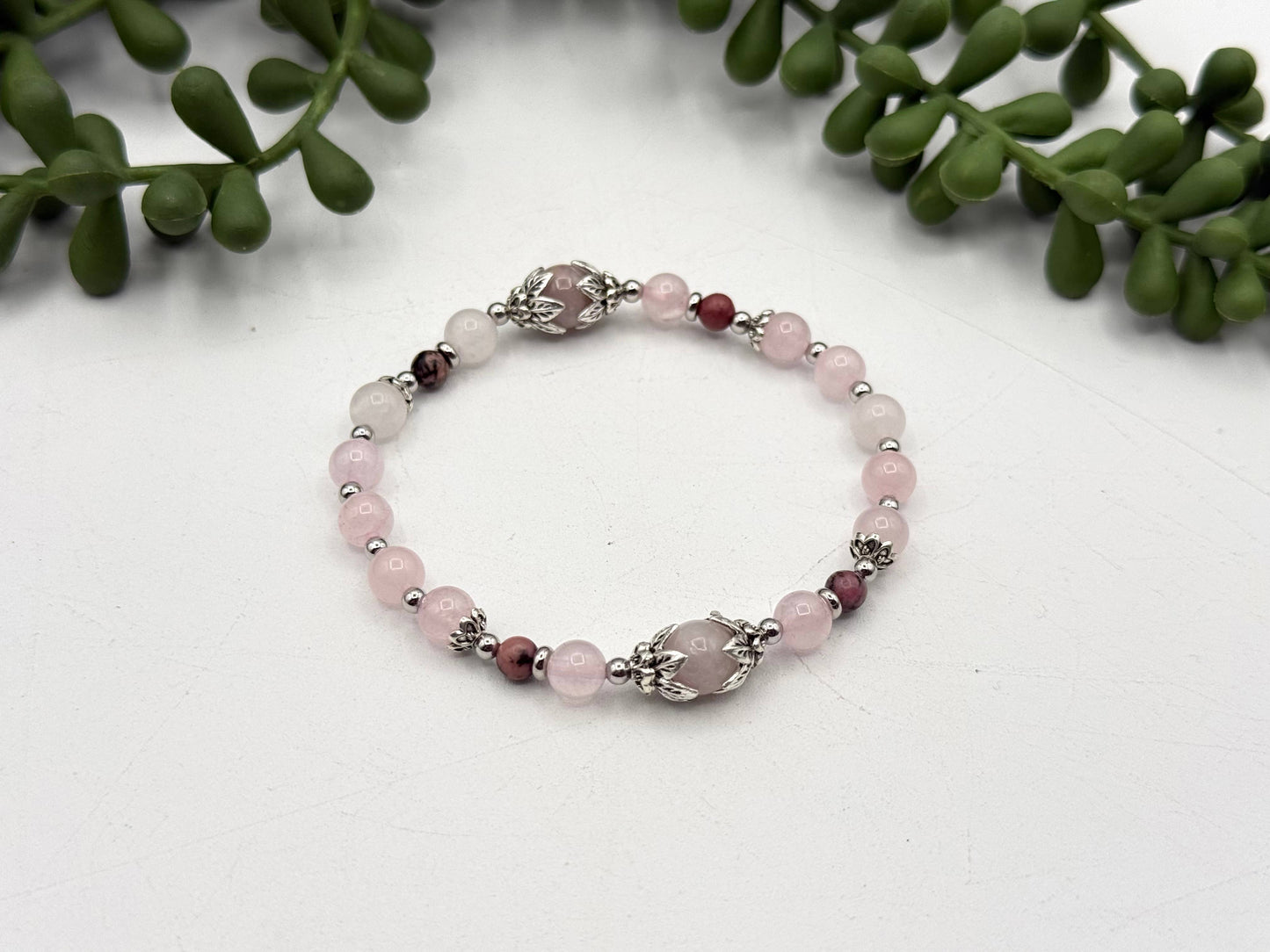 I AM ENOUGH - Kunzite, Rose Quartz, and Rhodonite Bracelet