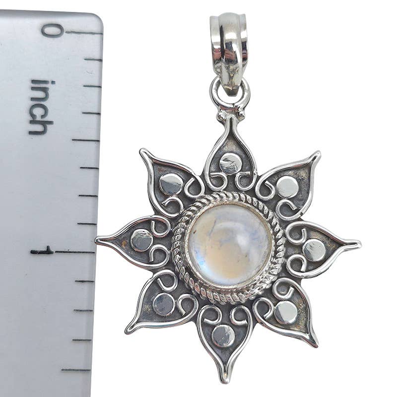 Moonstone Sterling Silver Flower Pendant