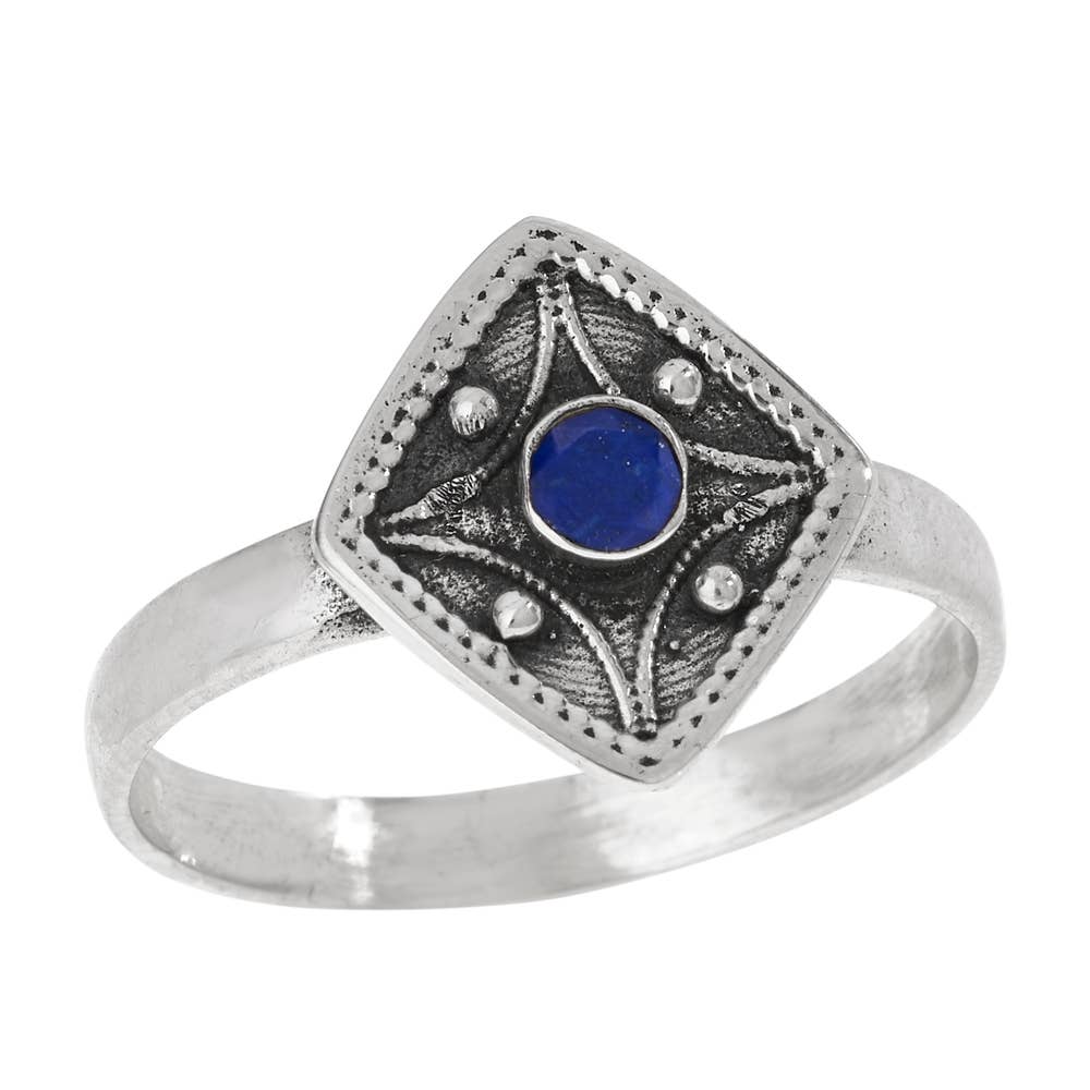 Lapis Lazuli and Oxidized Sterling Silver Ring: 7