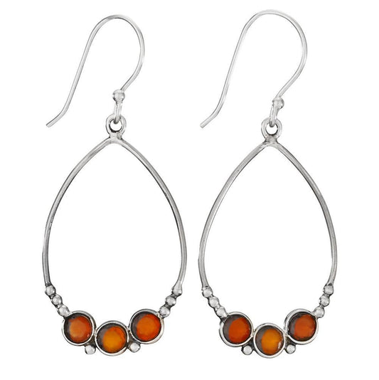 Three Amigos Carnelian Sterling Silver Earrings: Sterling Silver / Casual