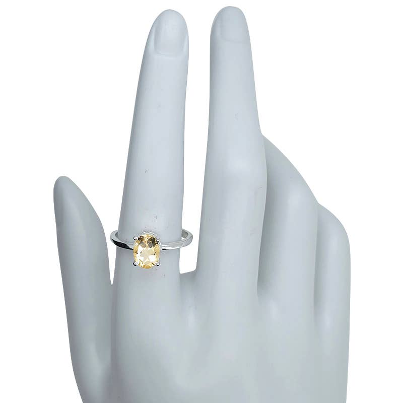 Faceted Citrine Sterling Silver Ring: 7