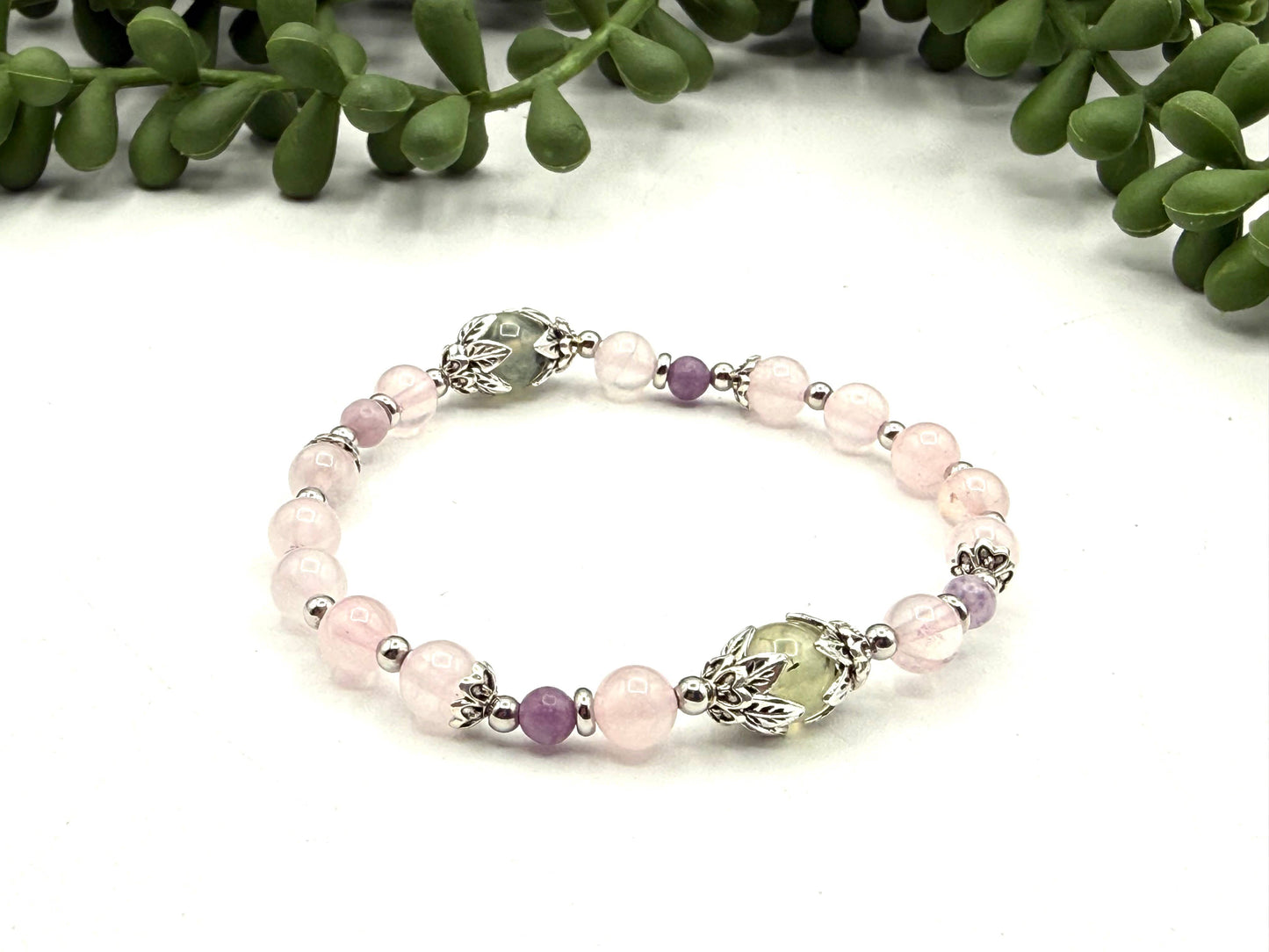 LOVE MYSELF - Prehnite, Rose Quartz, Lepidolite Bracelet