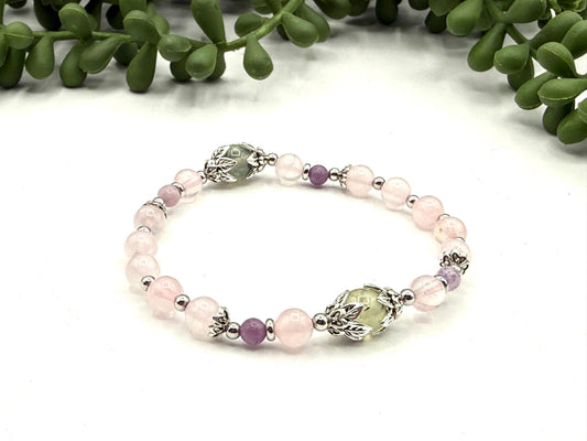 LOVE MYSELF - Prehnite, Rose Quartz, Lepidolite Bracelet