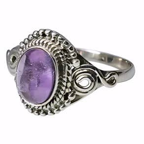 Amethyst Stone Sterling Silver Ring: 8