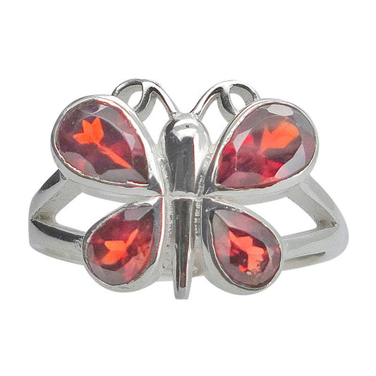 Faceted Garnet Butterfly Ring: 7