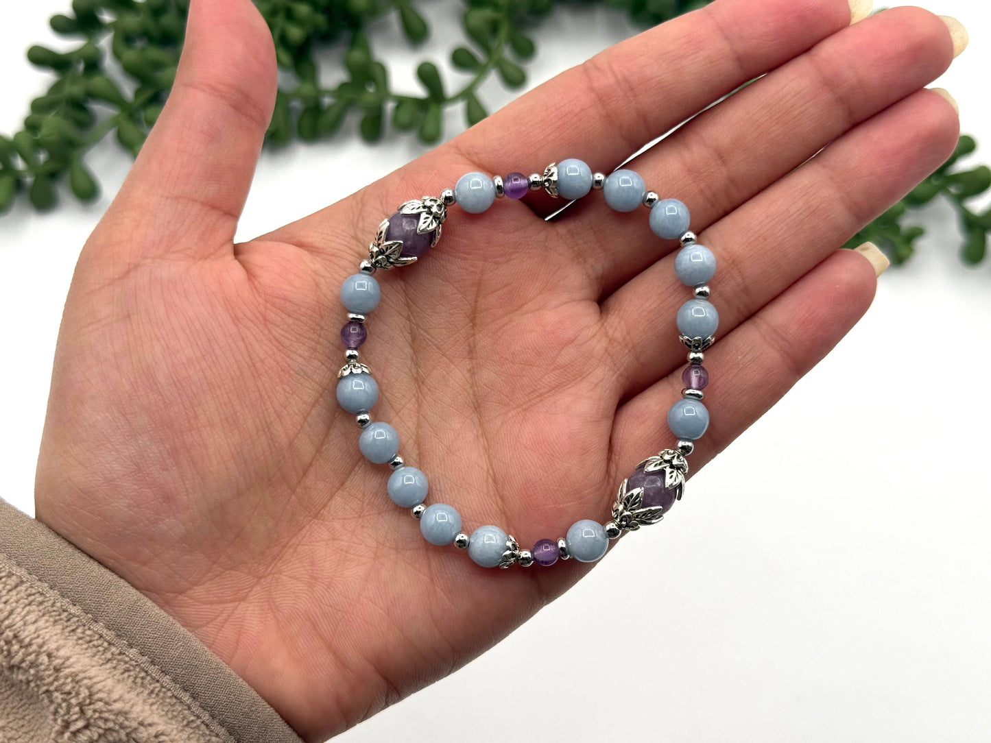 SLEEP WELL - Lepidolite/Angelite/Amethyst Intention Bracelet