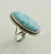 Larimar Sterling Silver Ring Size 10
