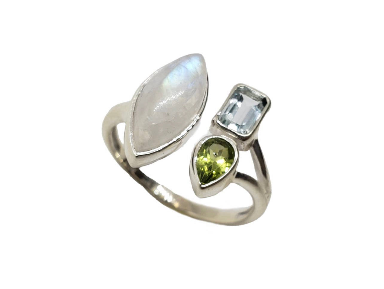 Moonstone/Peridot/ Topaz Sterling Silver Rings
